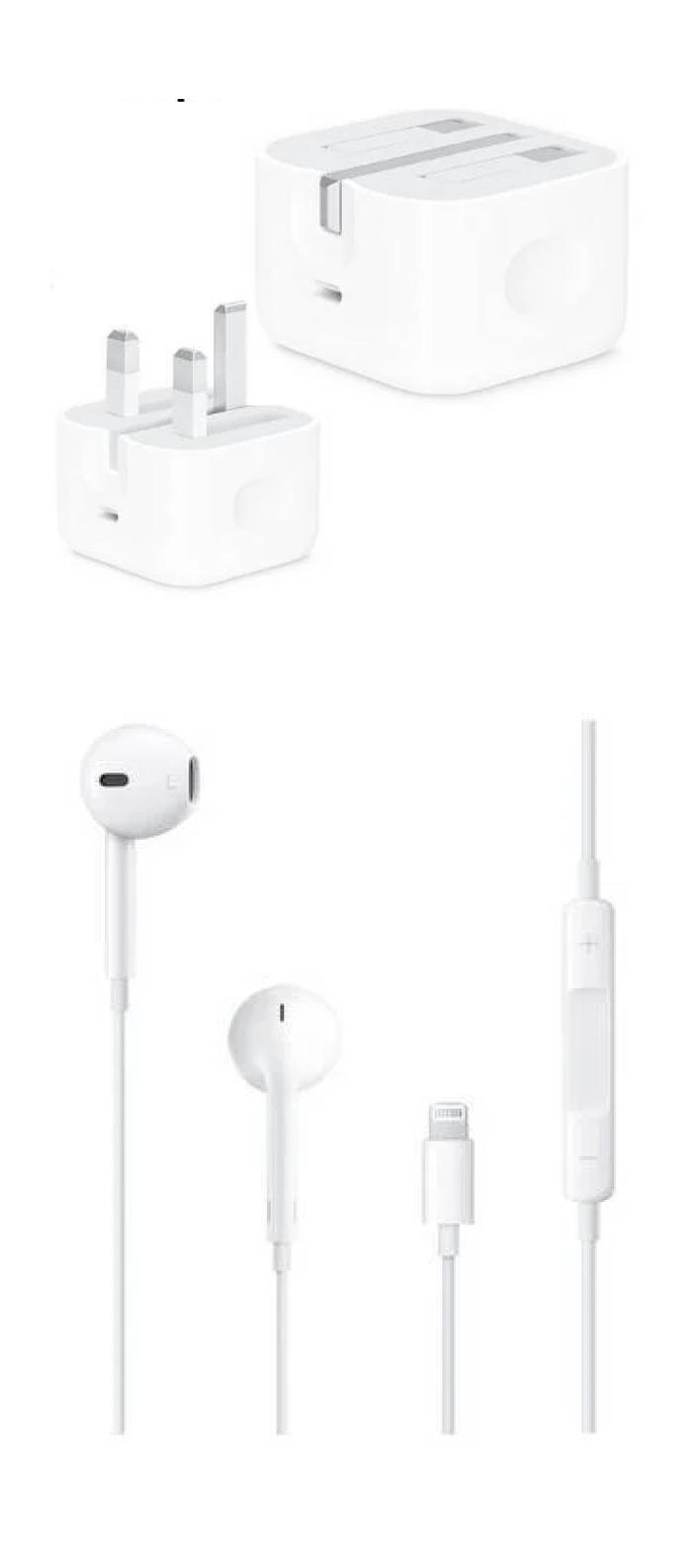 Apple 20W USB-C Power Adapter and Earpods
